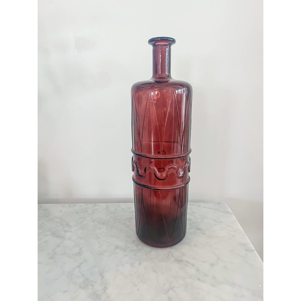 Vintage Amethyst Rossini Italian Glass Squiggle Genie Bottle Decanter.